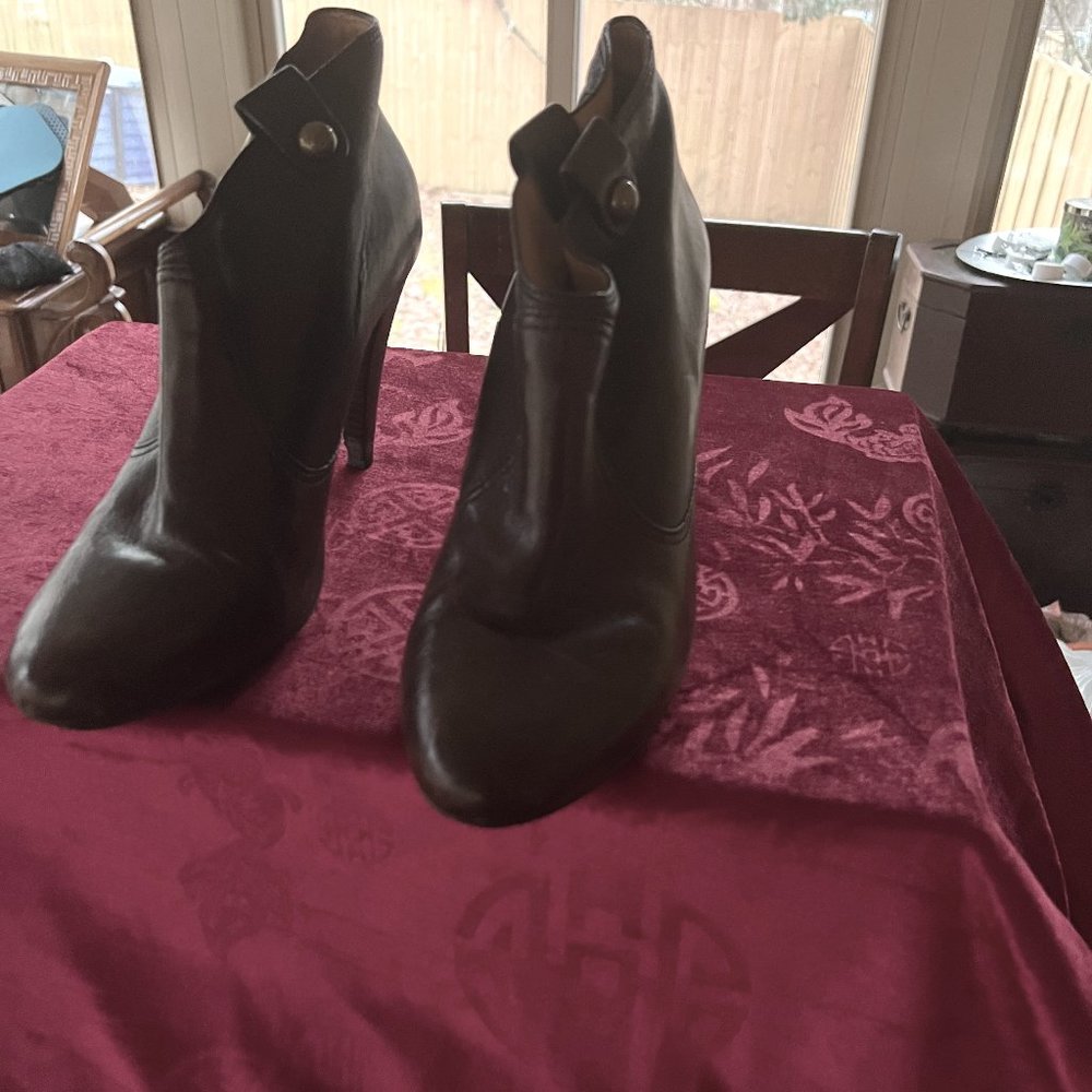 Coach Chocolate Leather Booties -Size 10